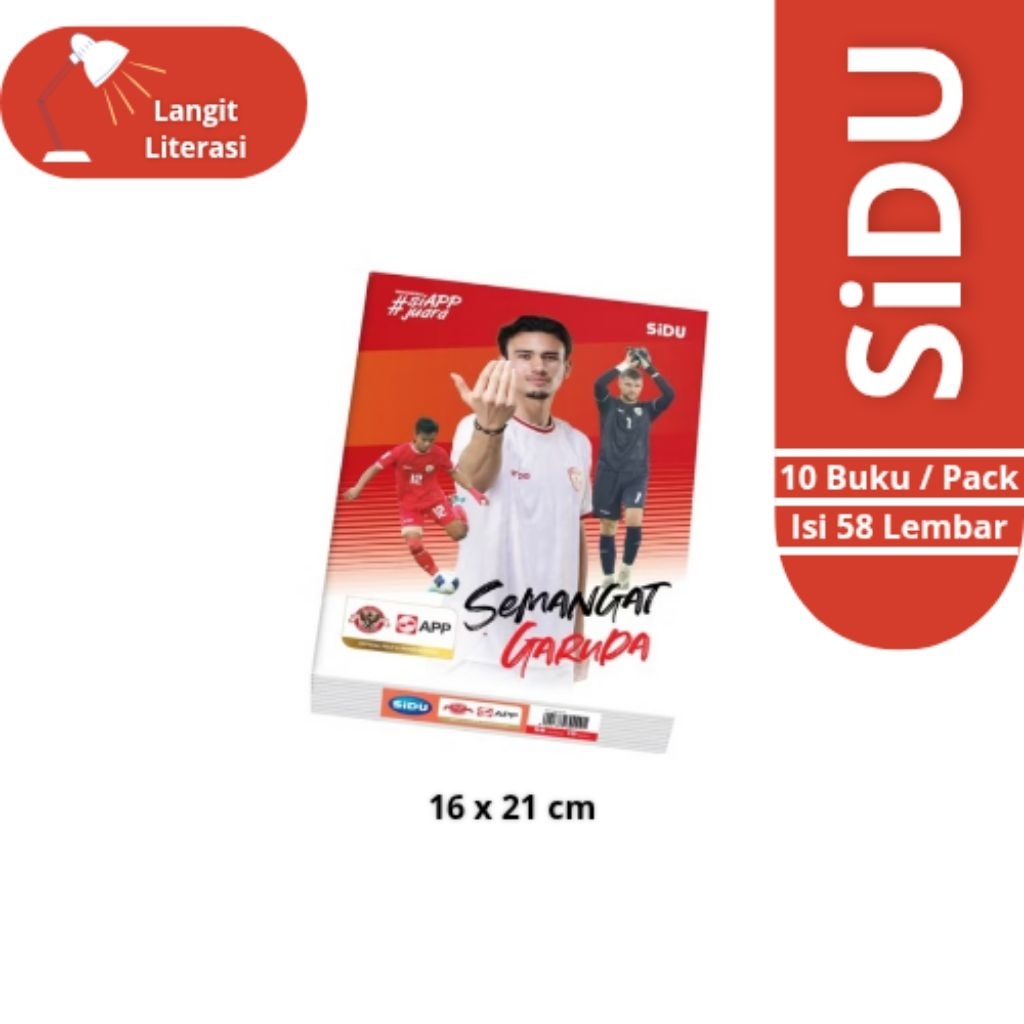 

BUKU Tulis SiDu UK 16x21cm 10 Pack Isi 58 Lembar - Ekslusif Timnas