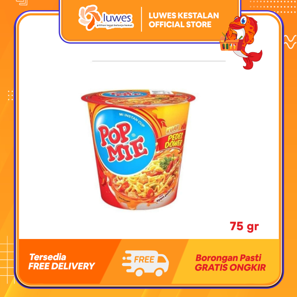 

Pop Mie Kuah Mie Instan Pedas Ndower 75gr Ayam Pedas MemilikI Rasa Pedas, Gurih & Lezat