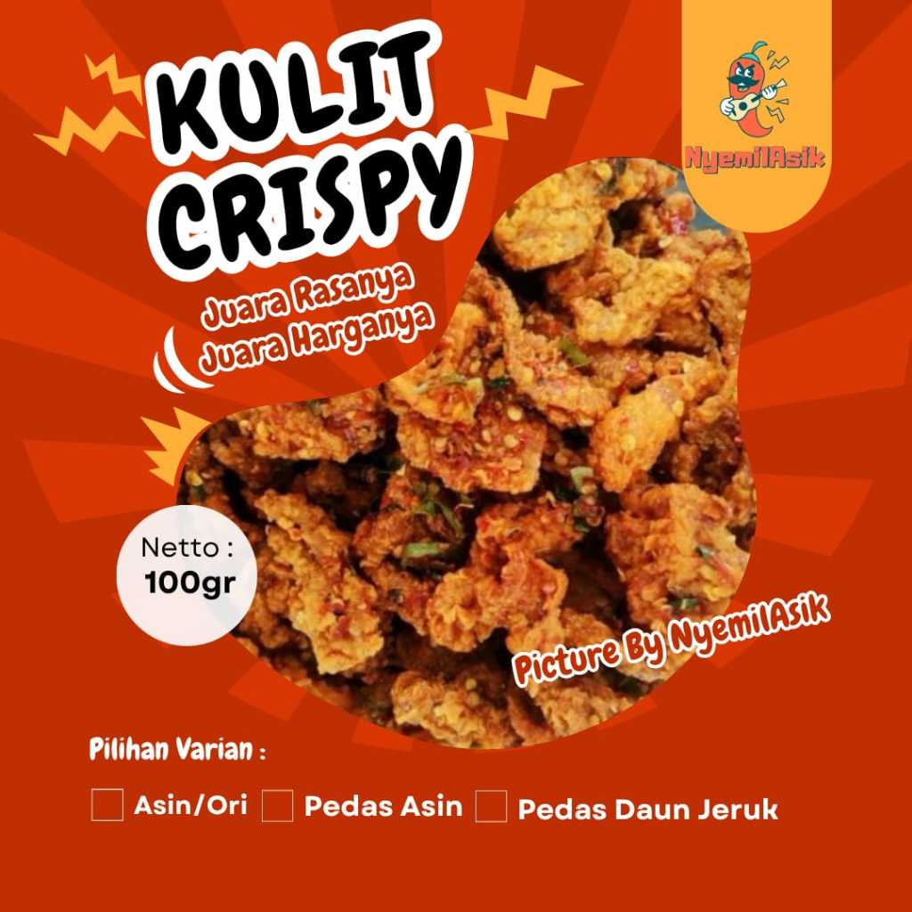 

100 Gram - Kulit Ayam Crispy Pedas Daun Jeruk Original (BISA COD)