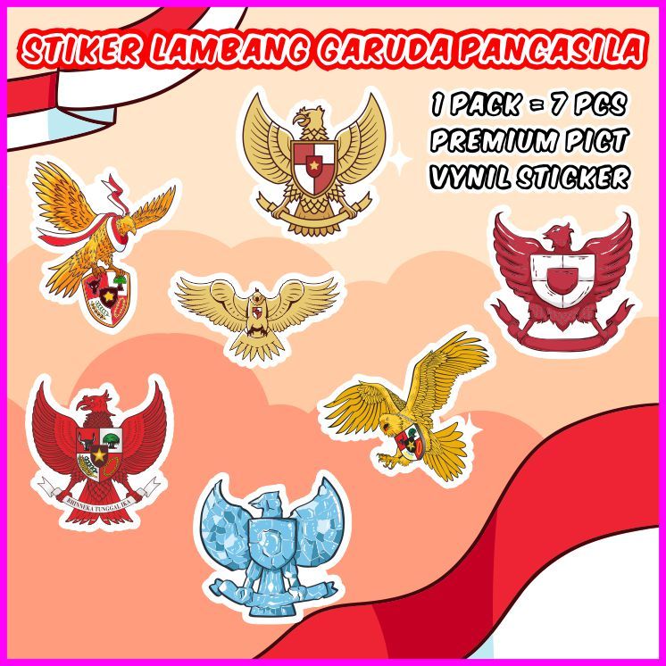 

[1 pack] Stiker Garuda Pancasila - Cocok untuk oleh-oleh / scrapbook / jurnal / diary / Sticker Pack / Ecer - ddu-du sticker