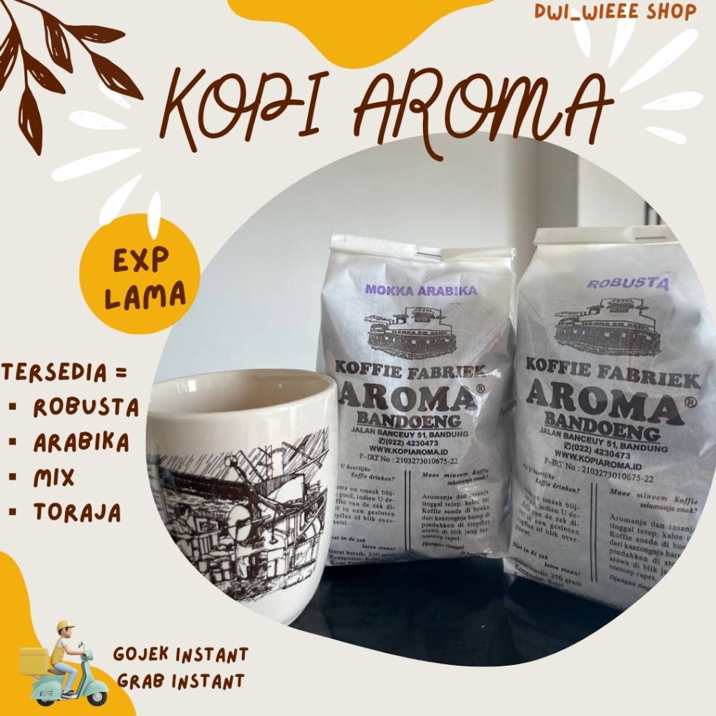 

Kopi Aroma ASLI Bandung Robusta /Arabika /Toraja kemasan 250GR