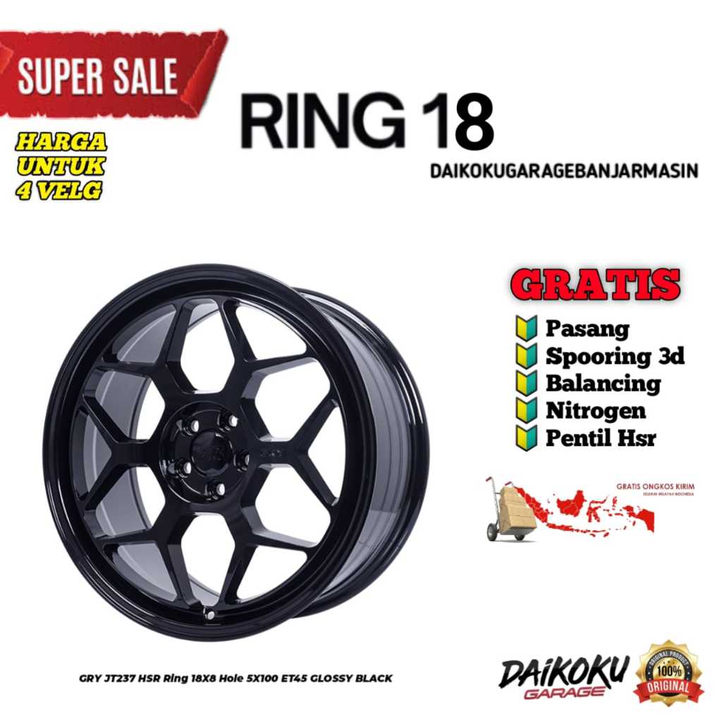 SALE  Velg Mobil Ring18 hsr Gry R18 pelek racing ring 18 new avanza veloz , new xenia , yaris cros