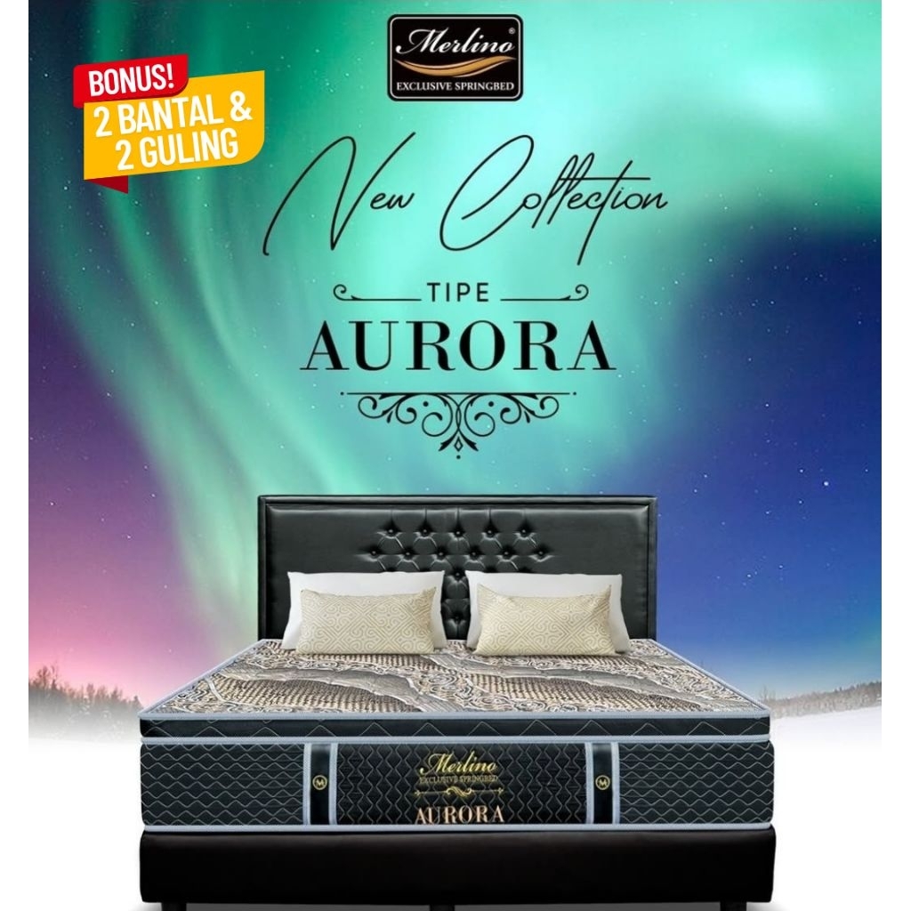 BONUS BANTAL GULING  MATRAS SPRING BED MERLINO AURORA 180 X 200 X 32 CM | KASUR SPRINGBED MERLINO AU