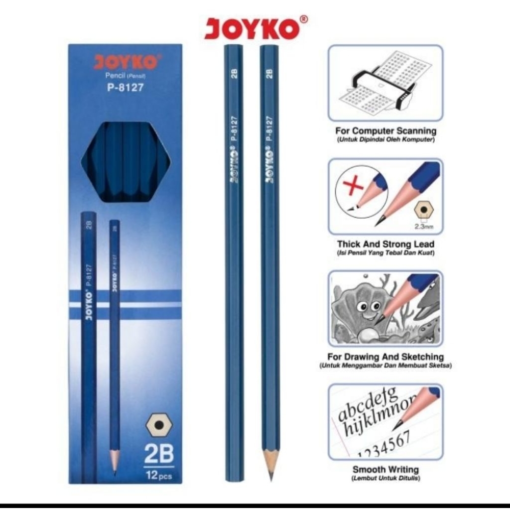 

Pencil Pensil Joyko P-8127 2B 1 Box isi 12