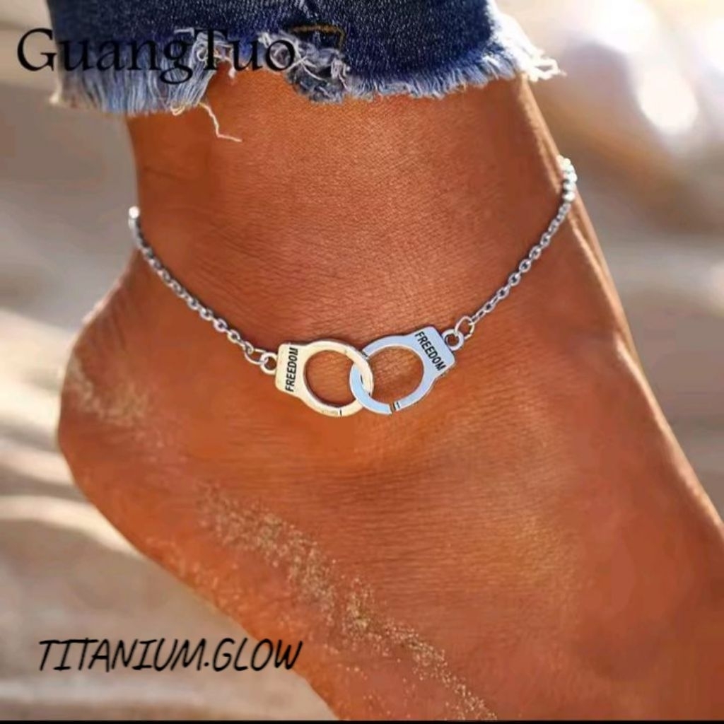 Gelang Kaki Borgol Freedom Aesthetic Titanium | Anklet Wanita Simple Anti Karat