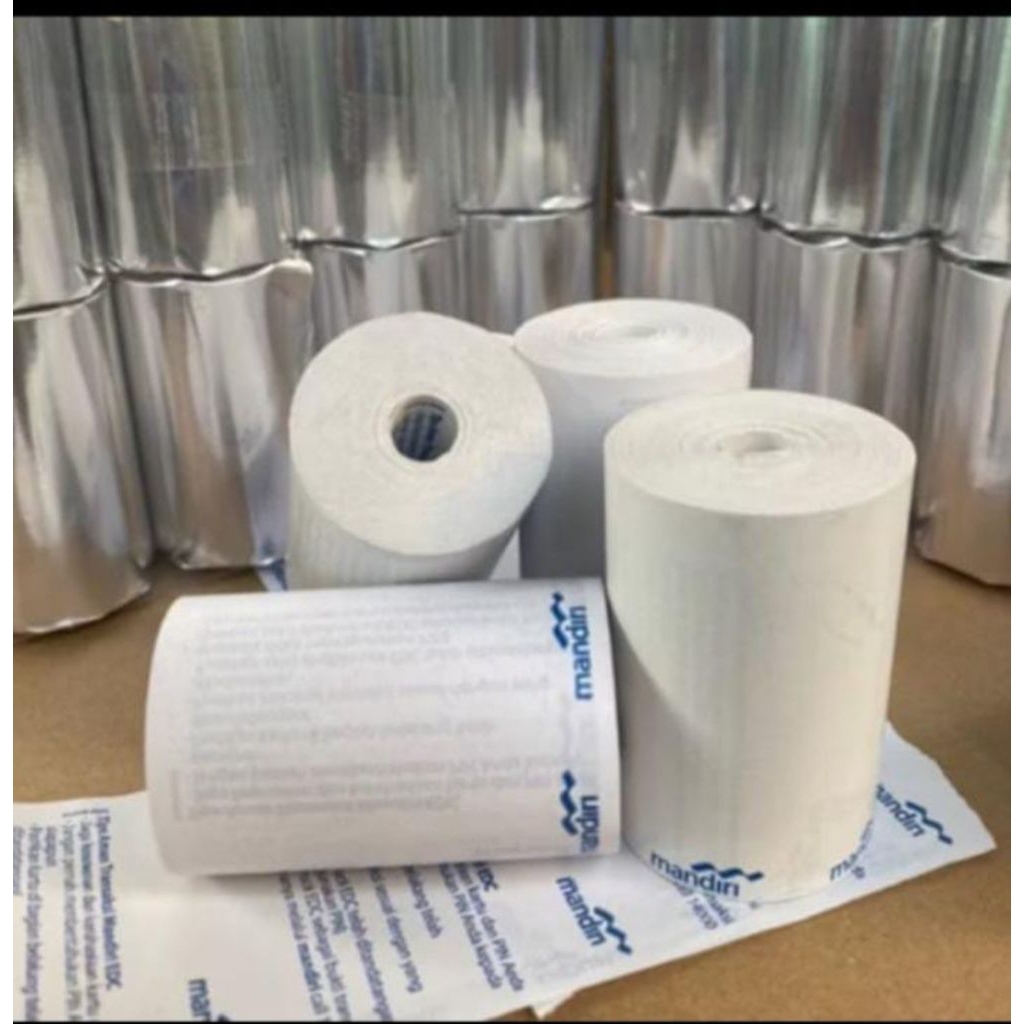 

kertas struk thermal logo mandiri 58x40mm paket murah isi 10pcs