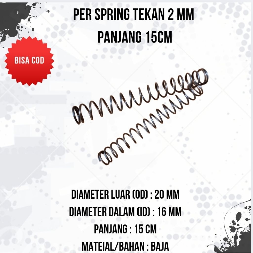 Per Spring Tekan 2 mm Baja Panjang 15 cm