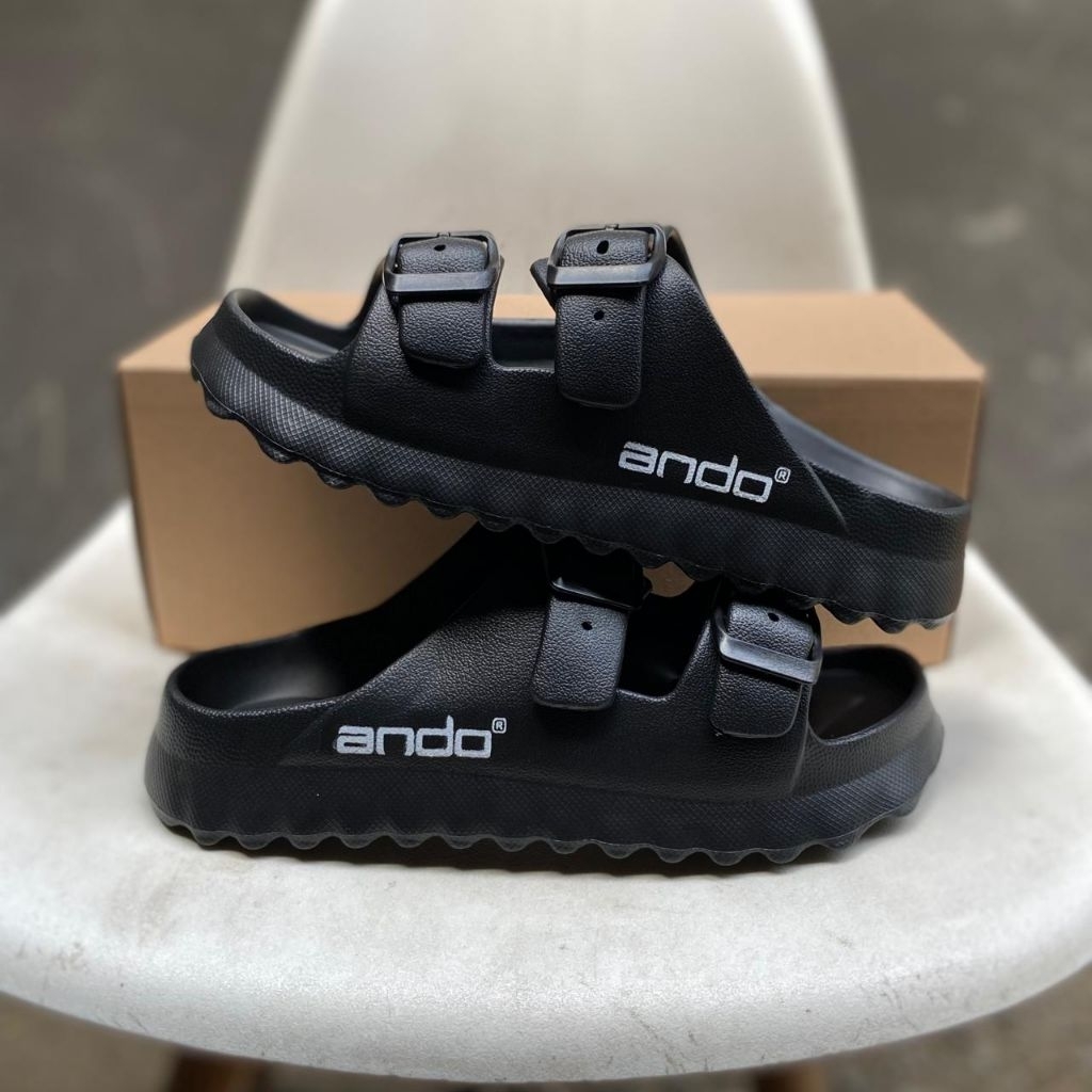 Sandal slop ban 2 ando pria-wanita full karet sandal slide sandal slip-on in terbaru