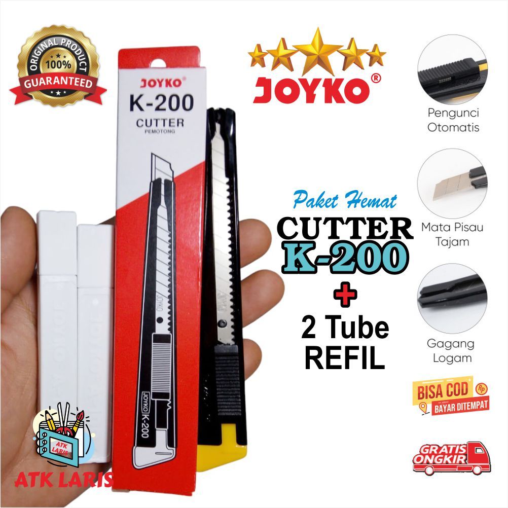

CUTER KECIL JOYKO CUTTER JOYKO K-200 CUTTER KECIL PAKET CUTTER + 2 pak REFIL ISI JOYKO