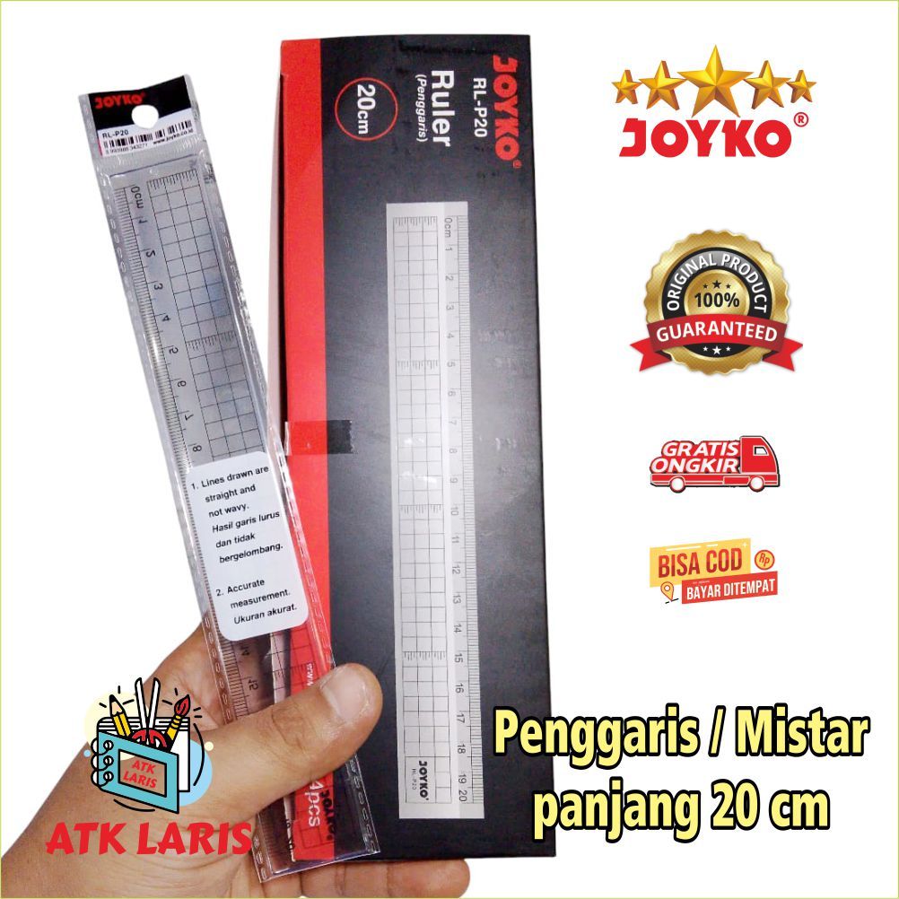 

PENGGARIS JOYKO 20 CM, MISTAR 20 CM, PENGGARIS PLASTIK ELASTIS, RULLER / PENGGARIS 20 CM PLASTIK