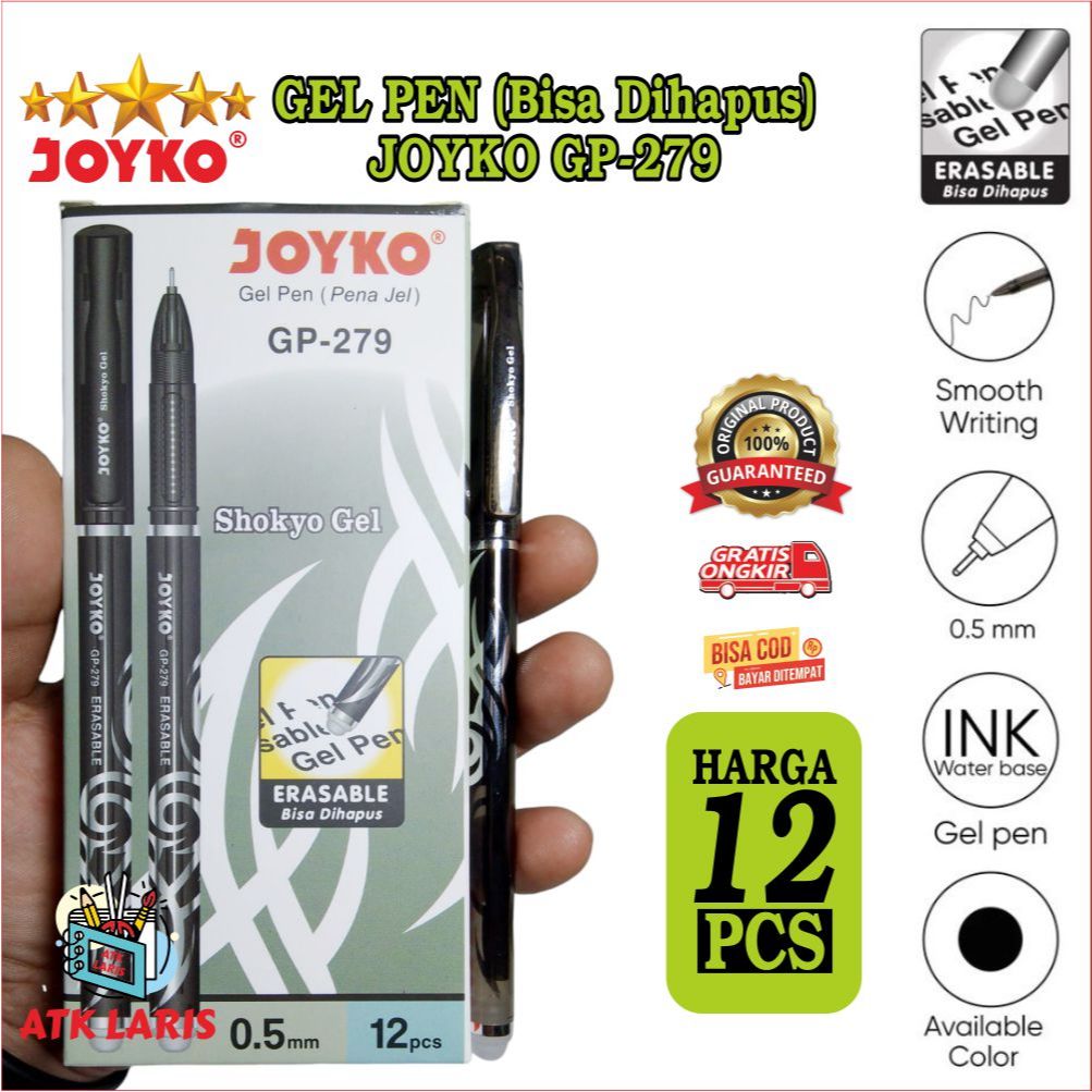 

GEL PEN JOYKO PENA GEL BISA DIHAPUS - Erasable Gel Pen GP 279 - Pena Bisa di Hapus HARGA 1 PAK