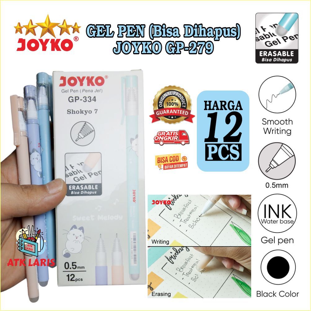 

Pena joyko Bisa di Hapus GEL PEN JOYKO PENA GEL BISA DIHAPUS - Erasable Gel Pen GP 334