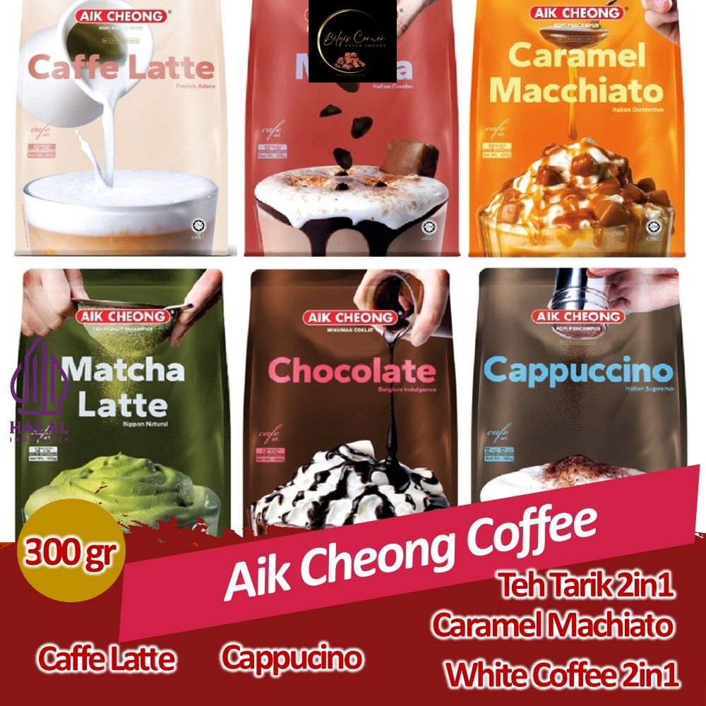 

Aik Cheong Coffee Malyasia 300 Gram Teh Tarik Kosong Cappucino Caramel Machiato Caffe Latte and White Coffee