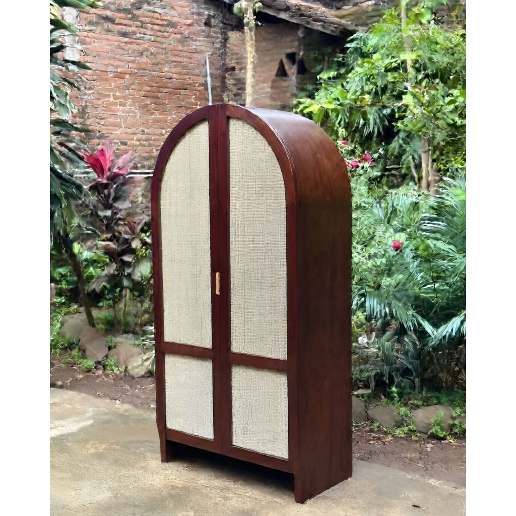 LEMARI RETRO MINIMALIS JATI MIX ROTAN / LEMARI JATI RETRO MIX ROTAN / LEMARI ROTAN JATI MINIMALIS