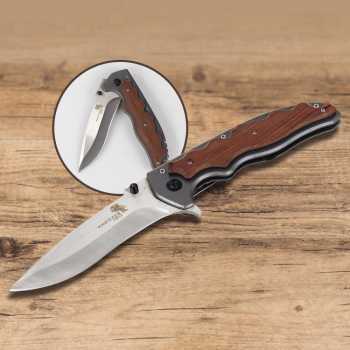 KNIFEZER Blade Pisau Lipat Berburu Knife Wooden Handle - CBF64