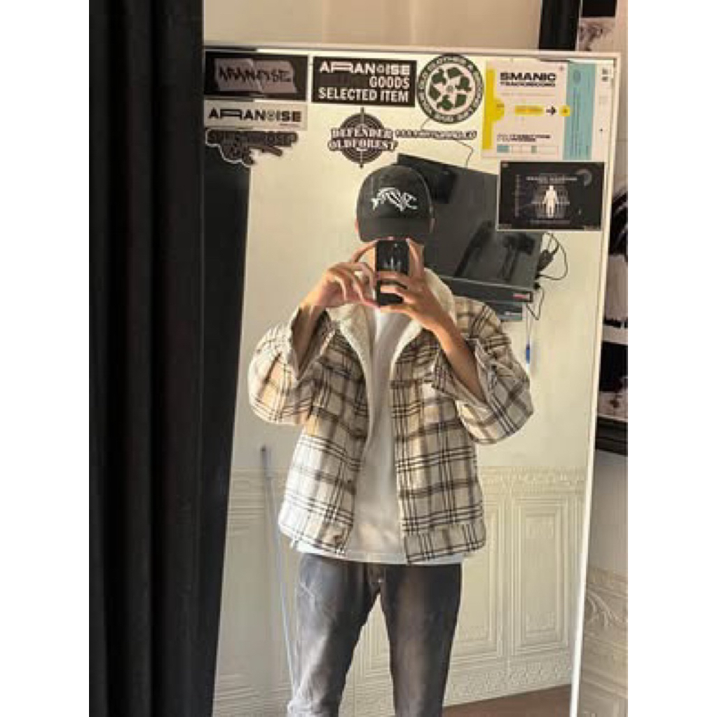 flanel jacket sherpa boxy