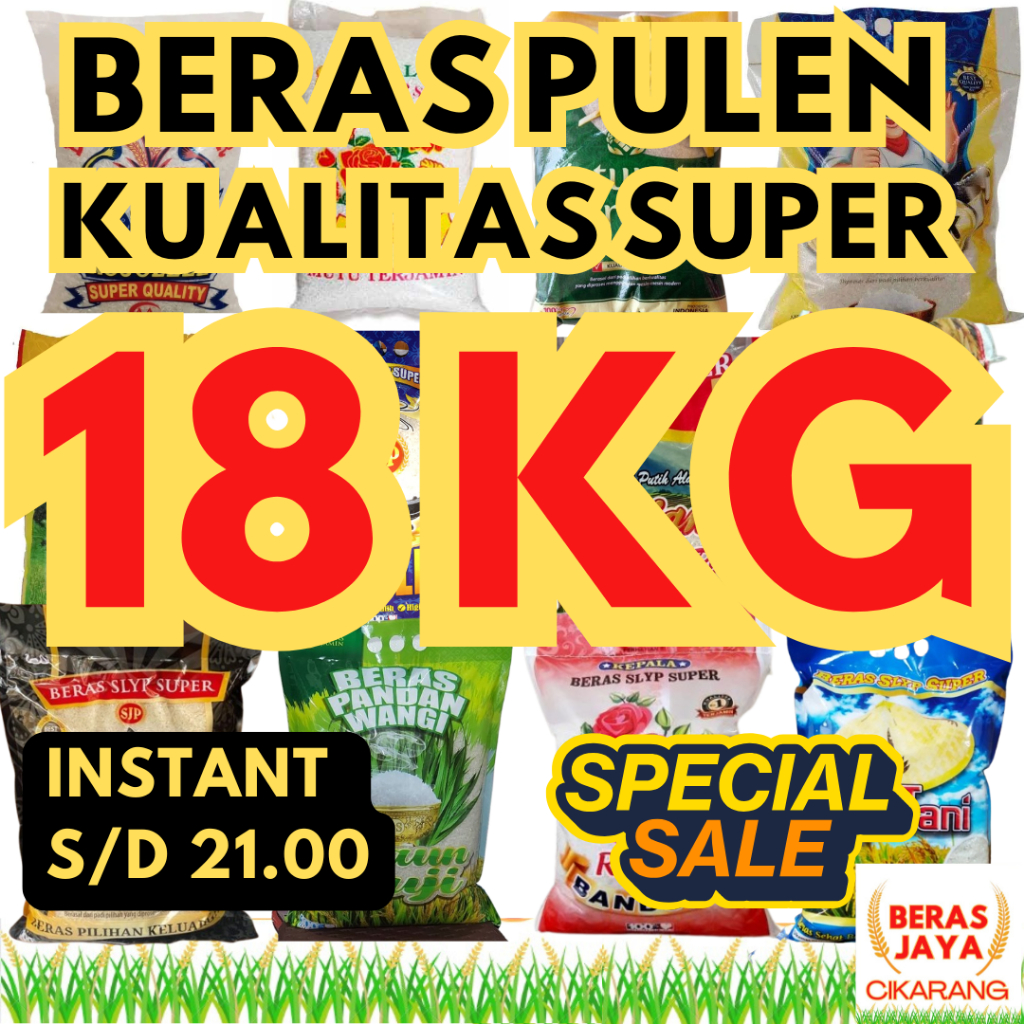 

(SPESIAL SALE SHOPEE!!) Promoo Beras Kualitas Terjamin Bersih Bebas Kutu Super Pulen 18 kg Murah