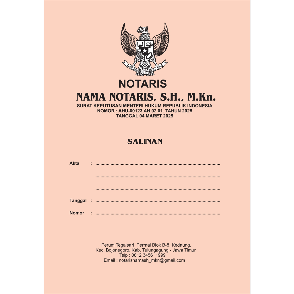 

COVER SALINAN NOTARIS Garuda Poly Emas/Akta Salinan PPAT/Map Notaris/Jasmin Silver