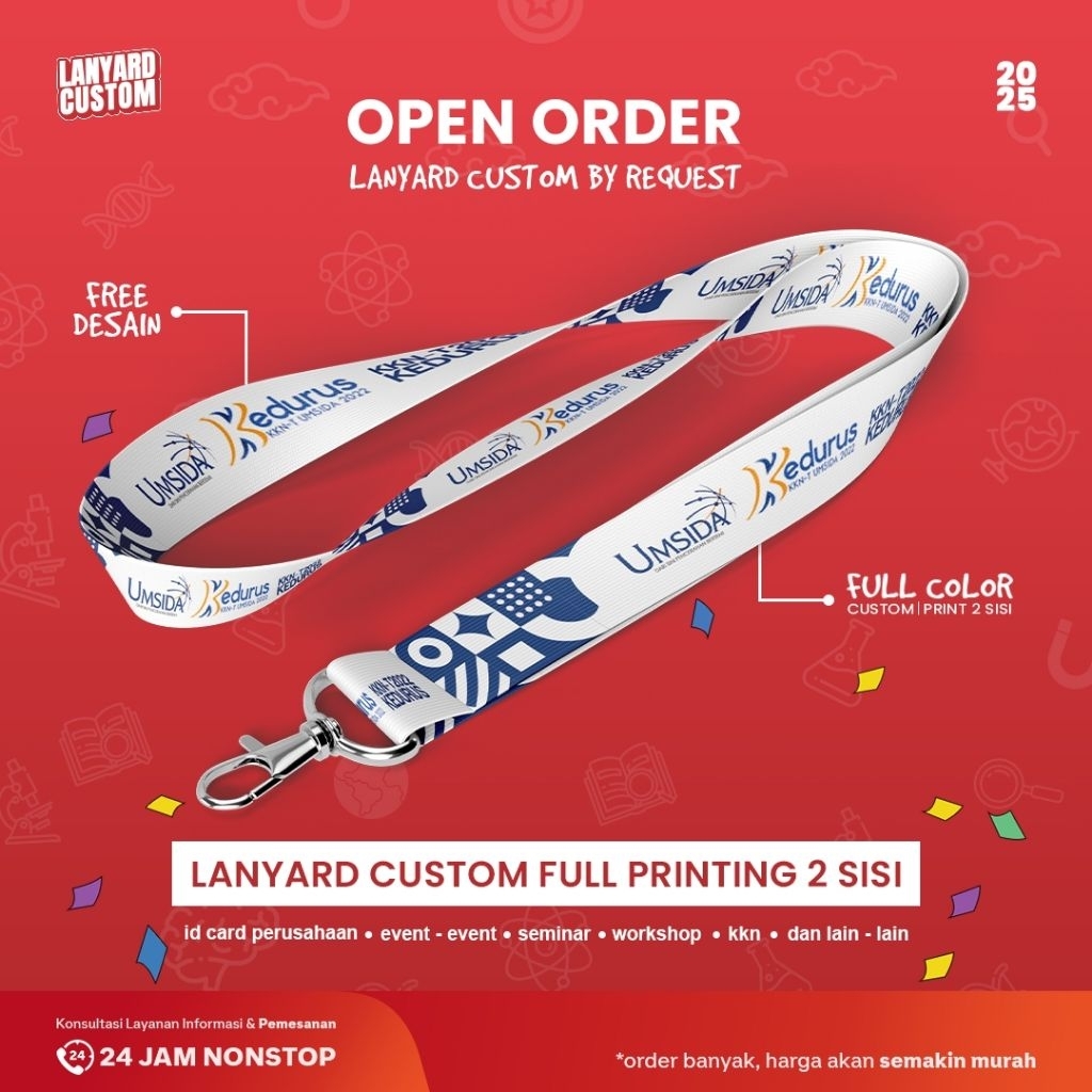 

Cetak Lanyard Custom Full Printing 2 Sisi