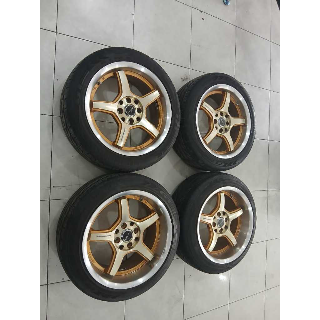 VELG MOBIL RACING WORK EMOTION RING 16 LEBAR 7/8 LUBANG BAUT PCD 4X100 4X114 + BAN 195 50 R16 GTX PR