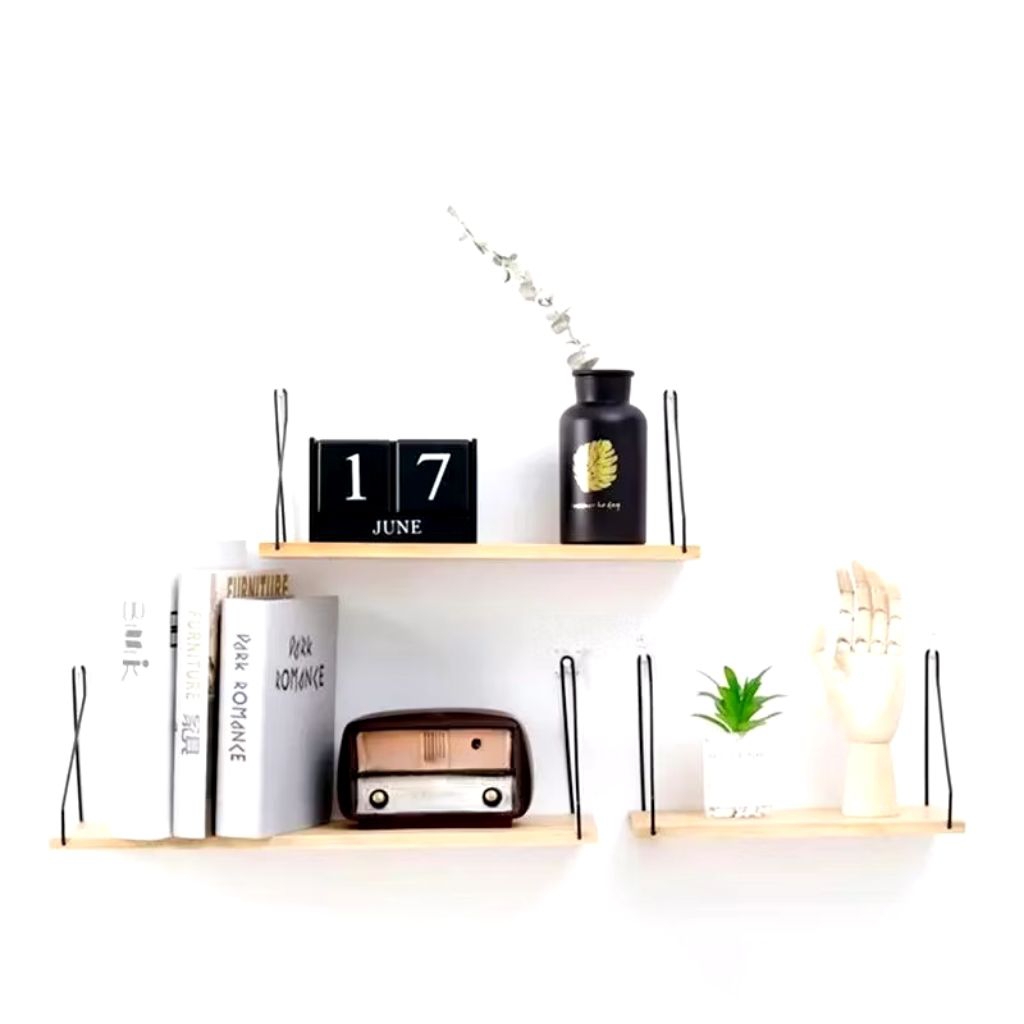 Rak Dinding Minimalis Gantungan Besi Tempel Kayu Besi Gantung Rak Dinding Kayu Besi