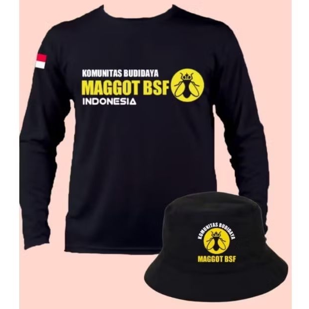 BAJU KAOS PETERNAK MAGGOT, BUDIDAYA MAGGOT BSF LENGAN PANJANG DAN PENDEK BAHAN CATTON COMBED 24S TEB
