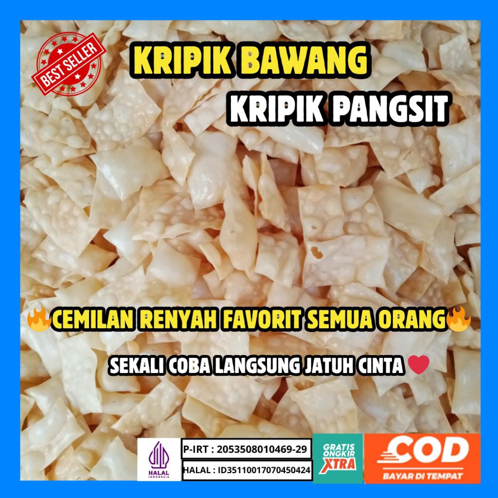 

1Kg Keripik Pangsit | Keripik Bawang | Pangsit Goreng | Kerupuk pangsit