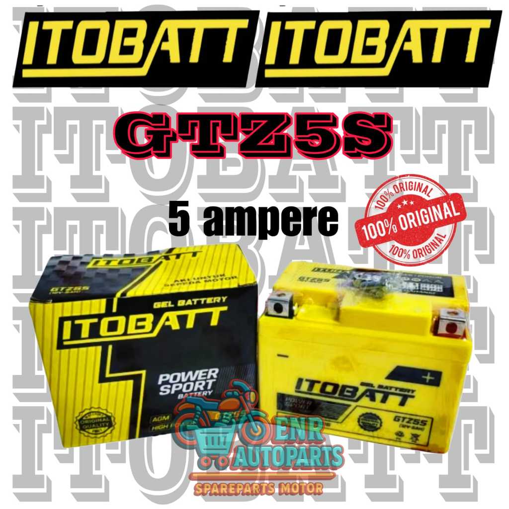 AKI ACCU ITOBATT GTZ5S 12V 5AMPERE MOTOR BEAT FI BEAT KARBU SCOOPY KARBU VARIO 110 MIO SOUL MIO FINO