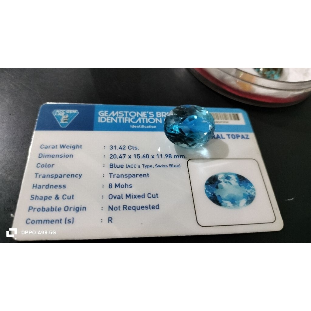 natural blue topas swiss dim.. ada di memo