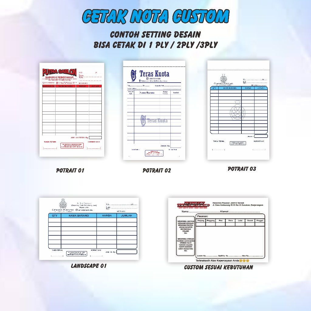 

Buku Nota Custom / Cetak Nota Custom/ Jasa Cetak Nota 2 play / Nota custom desain suka suka