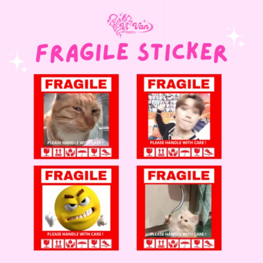 

[ 80 PCS ] FRAGILE STICKER • STICKER LUCU KPOP • STICKER MEME • STICKER JANGAN DIBANTING