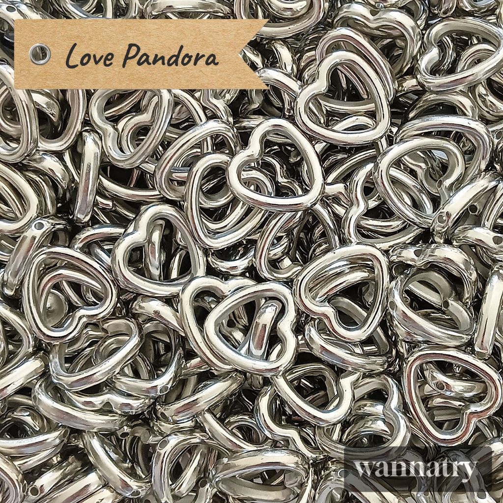 30pcs Mote Pandora Love CCB Manik Love Bolong CCB Love Beads untuk Berbagai Kreasi DIY