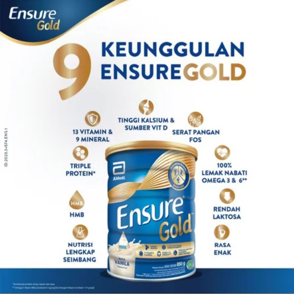 

Ensure Gold HMB Vanila/Cokelat 800 gr - Nutrisi Dewasa Rendah kalori