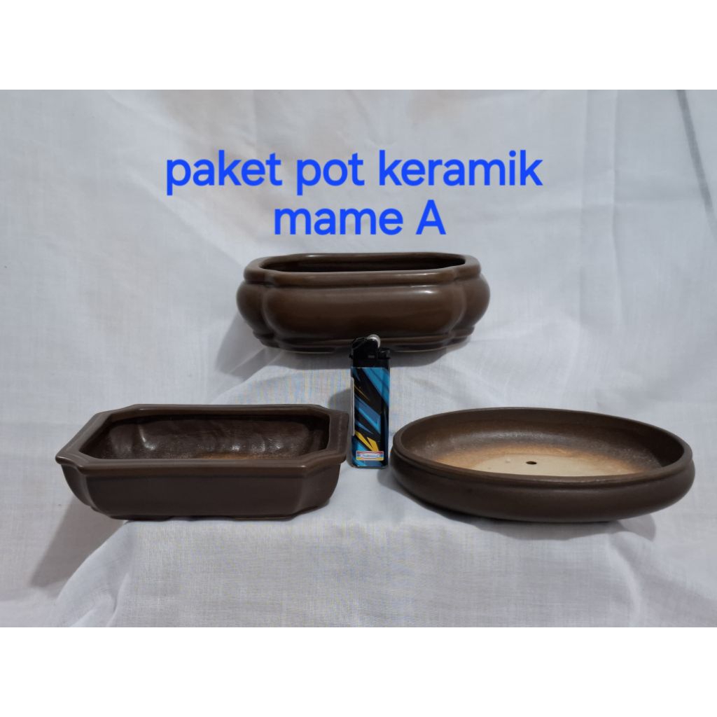 PAKET POT KERAMIK MAME, SHITO,DAN MEJA BONSAI