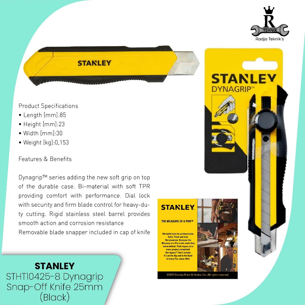 

STANLEY \ STHT10245 Dynagrip Snap-off Knife \ Pisau Cutter 25 mm \ Alat Tukang Serbaguna