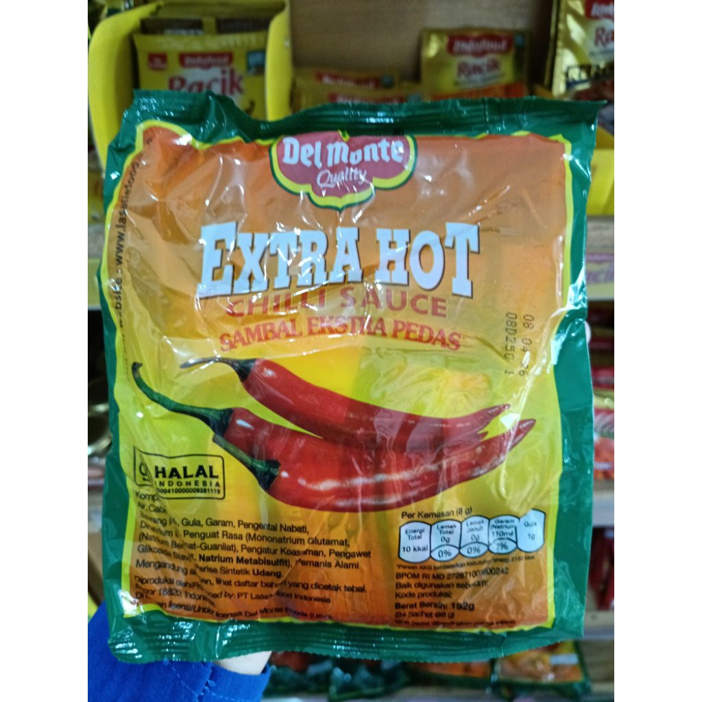 

saos sambal extra hot delmonte sachet isi 24