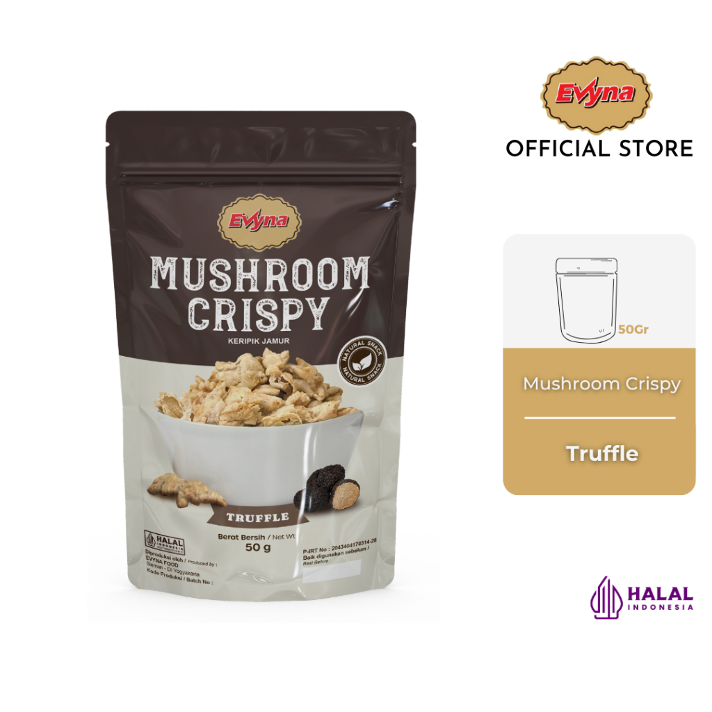 

Evyna Mushroom Crispy Keripik Jamur Rasa Truffle 50 gram