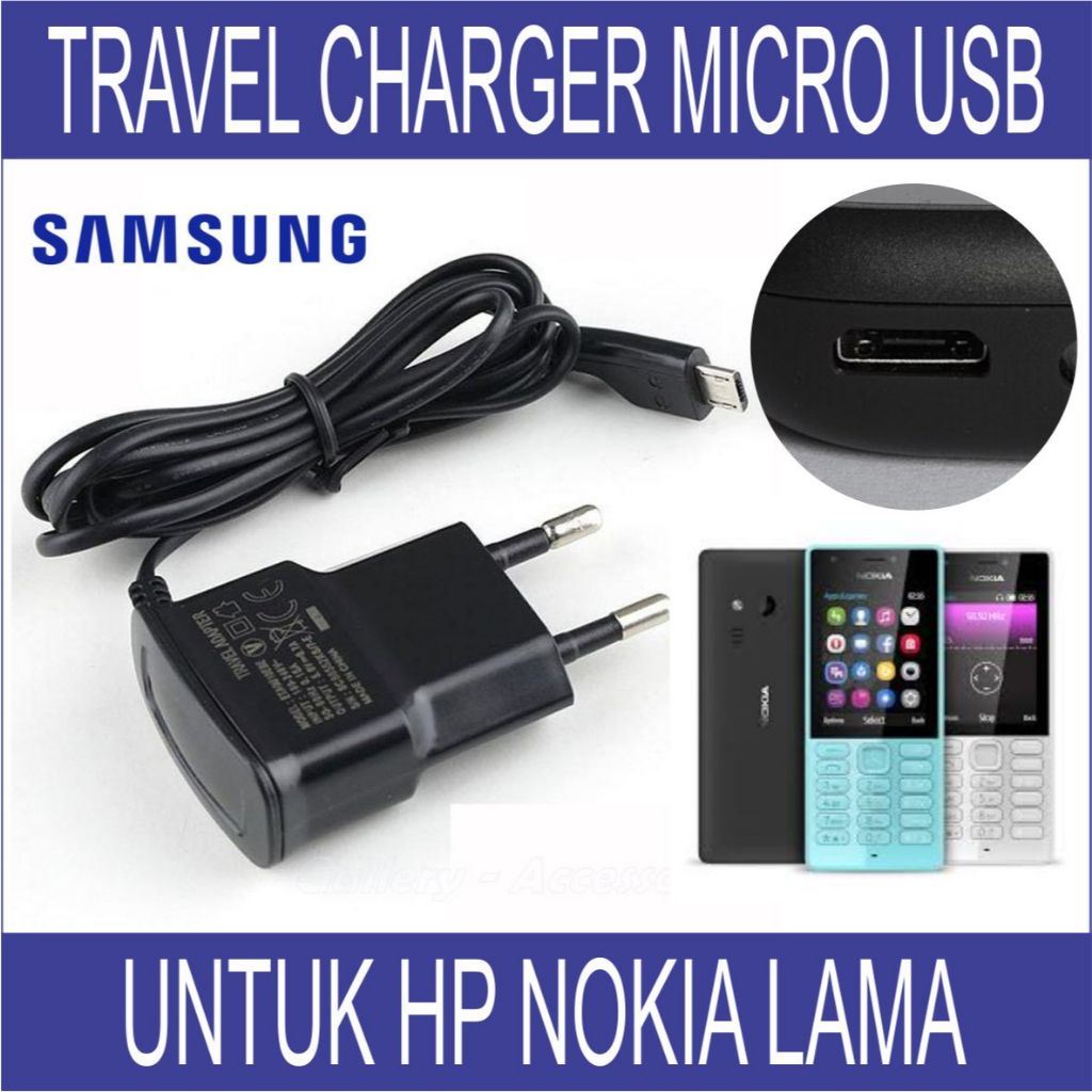 Travel Charger Micro USB Untuk HP Nokia Lama Type 105 130 150 110 Series 2020 2023 Nokia 210 215 216