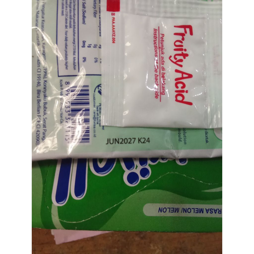 

nutrijel jeli rasa melon 1bok isi 12pcs agar agar