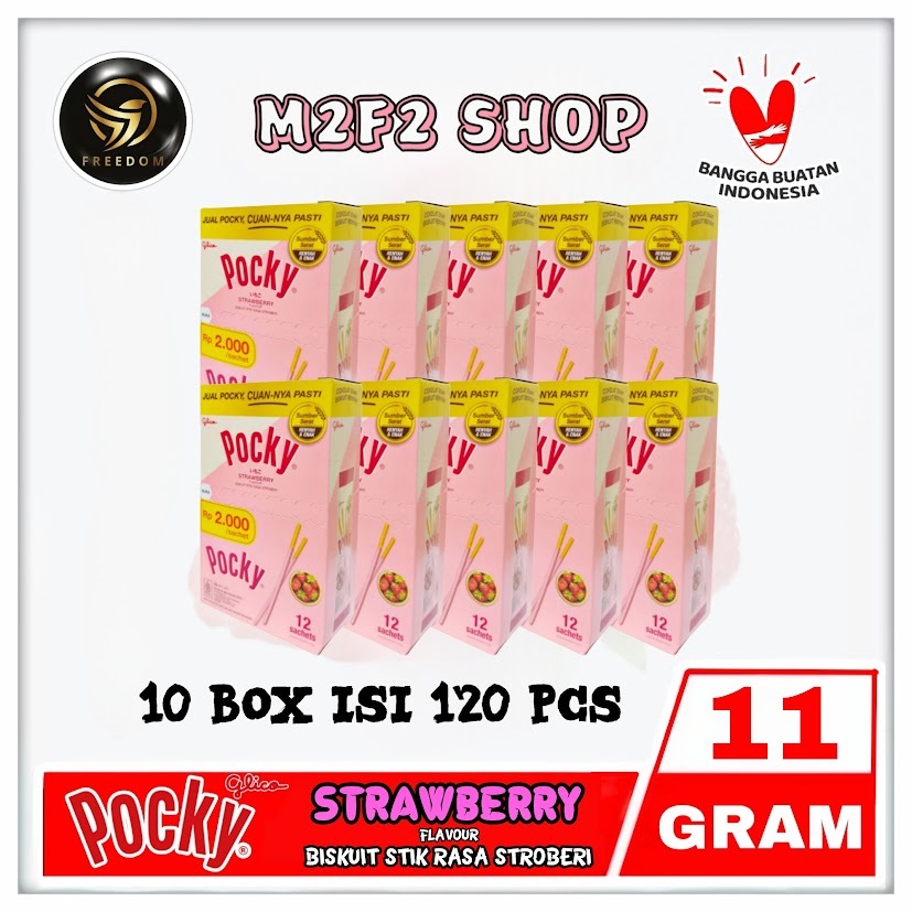 

Glico Pocky Biskuit Stroberi Stik | Strawberry Flavour - 11 gr (Kemasan 10 Box)