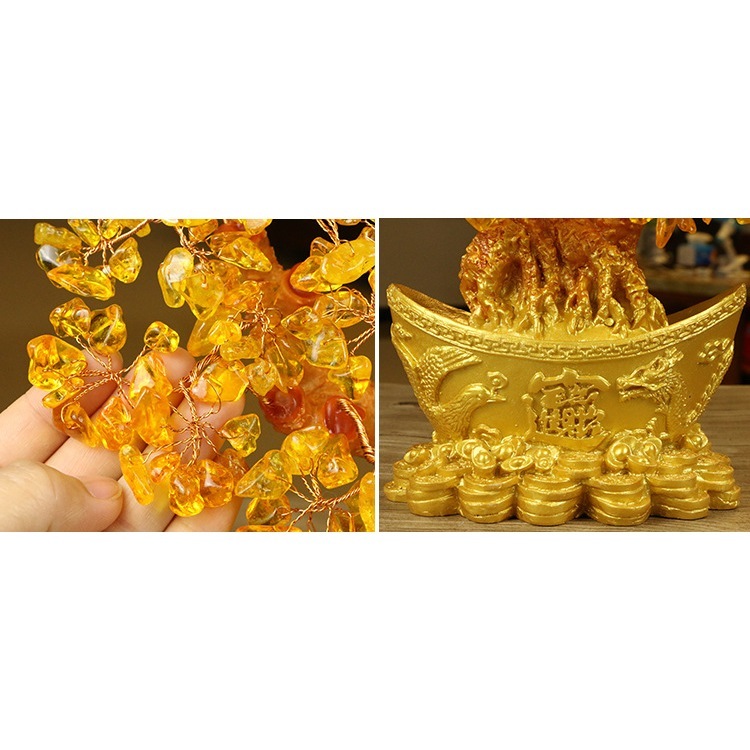Fengshui Keberuntungan Ornamen Pohon Uang Ingot Fengshui Pohon Kristal Keberuntungan