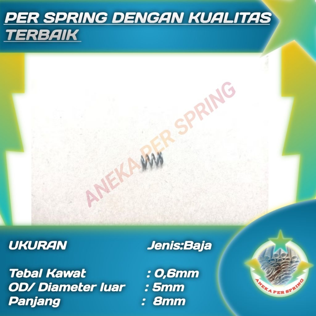 per spring baja 0.6mm OD 5mm panjang 8 mm