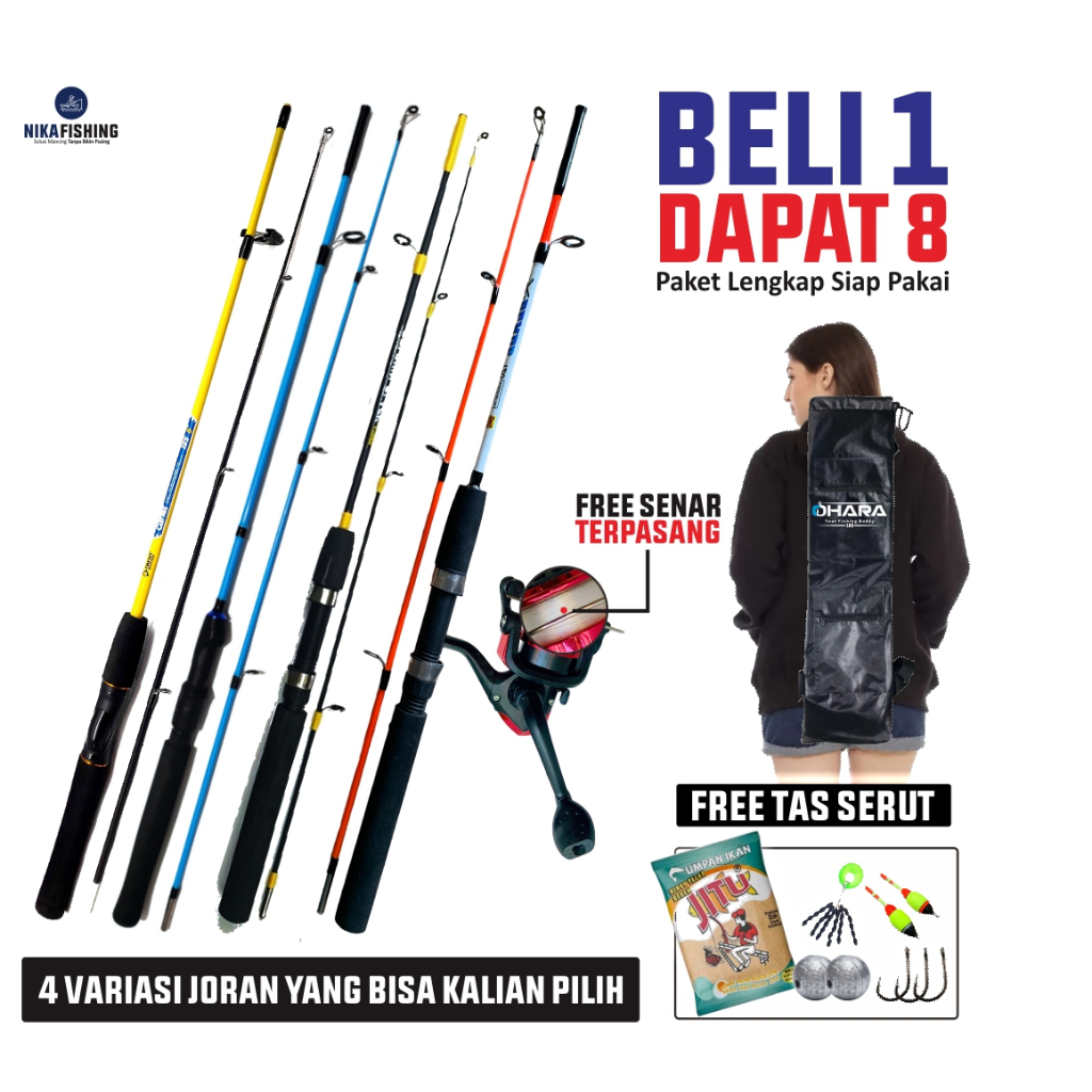 Paket Set Mancing Joran Pancing Daido Kolam 120 135 150cm dan Reel Spinning Material Atom/Plastik Bo
