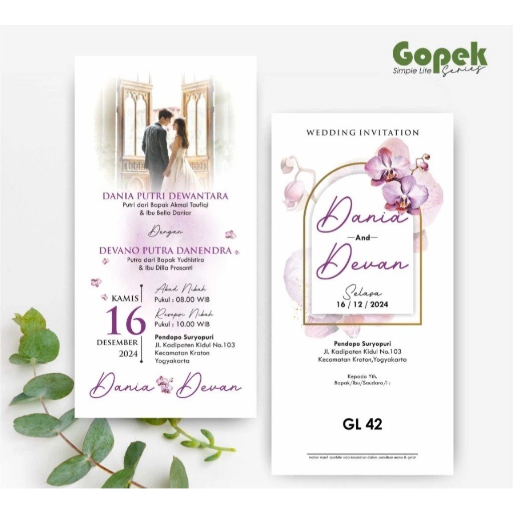 UNDANGAN PERNIKAHAN CUSTOM MURAH | UNDANGAN PERNIKAHAN AESTHETIC | UNDANGAN GOPEK LITE COLOUR [GL]