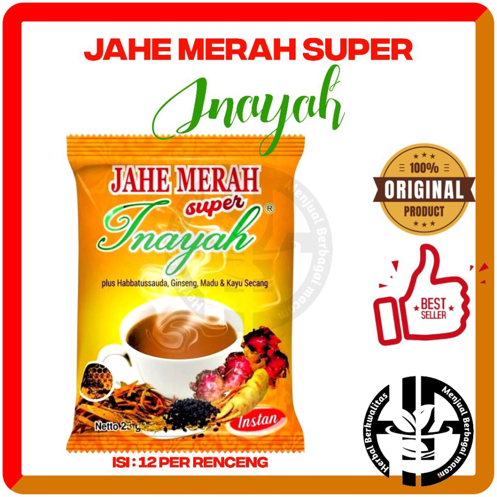 

Jahe Merah Super Plus Habbatussauda Inayah Instan 100% Original Isi 1 Renceng 12 Sachet