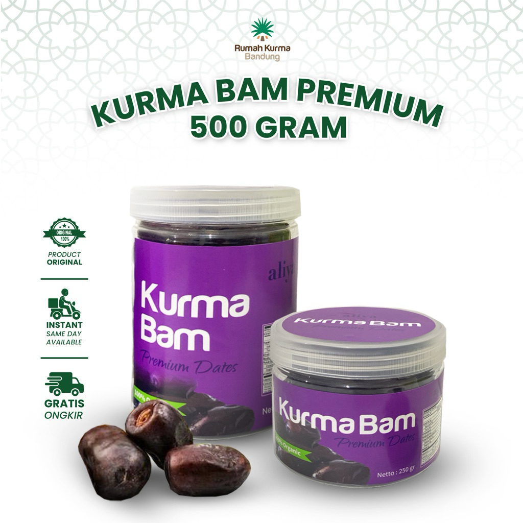

Kurma Bam 500 Gram Toples Premium Korma Mazafati Original Dates Madinah Lembut Legit Aliya