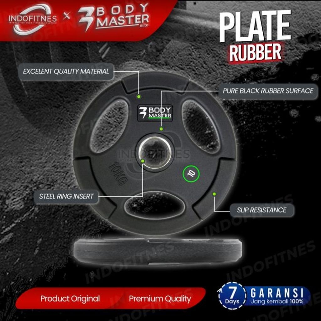 10 KG Plate Barbel Rubber Beban Dumbell Karet Piringan