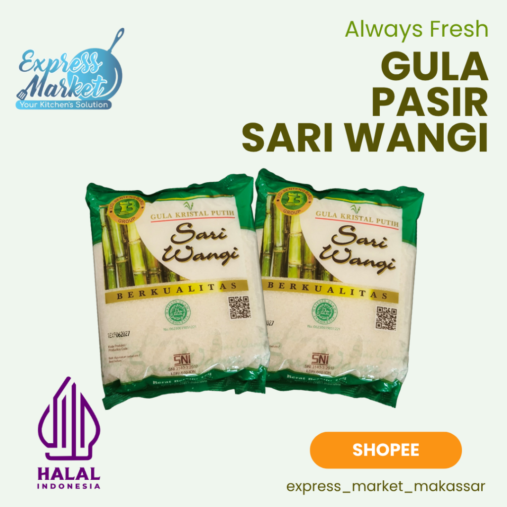 

Gula Pasir Kristal Putih Sari Wangi Kemasan 1kg
