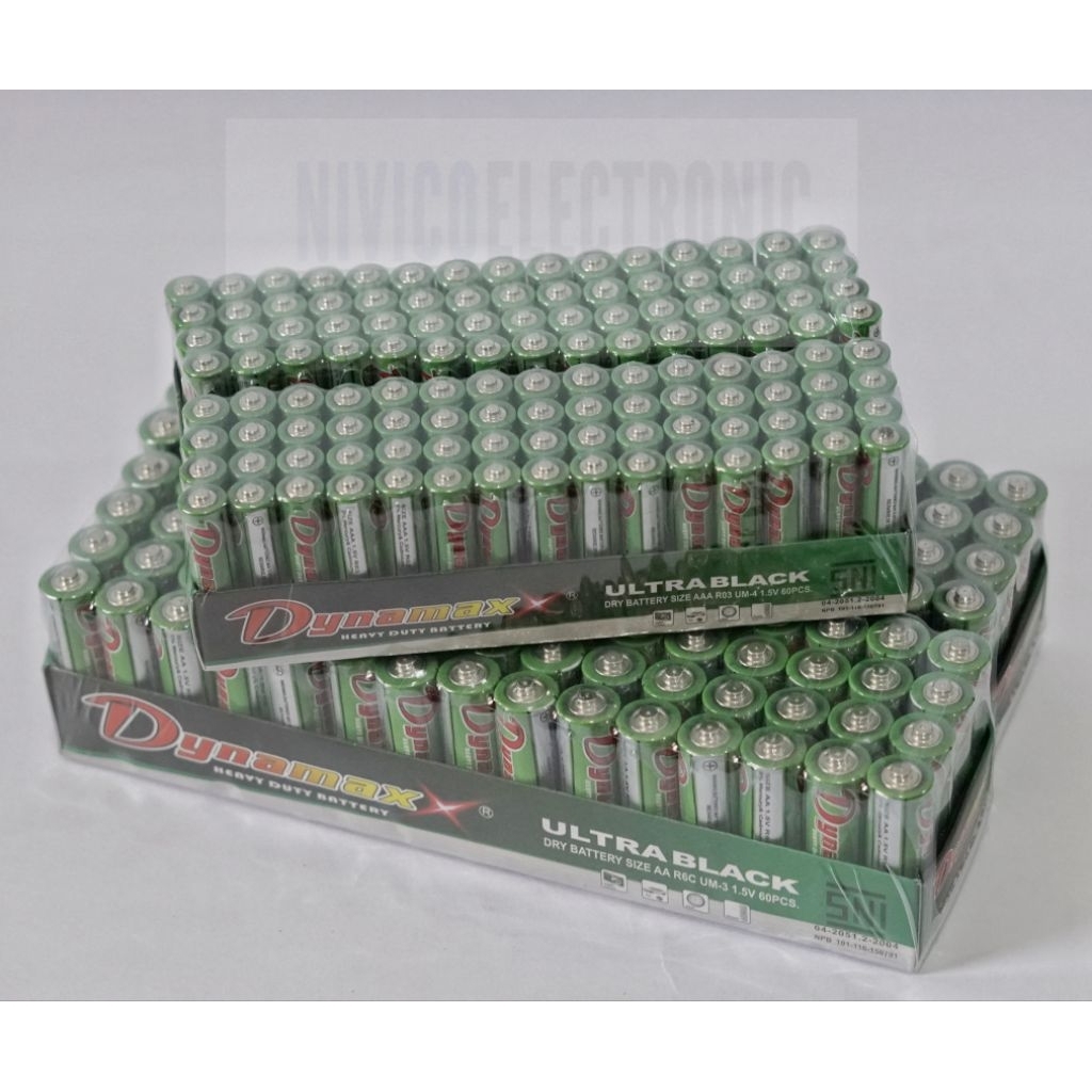 BATERAI DYNAMAX ULTRABLACK ISI 60 PCS [AA][AAA] ZINC CARBON HEAVY DUTY BATERAI 1.5V I