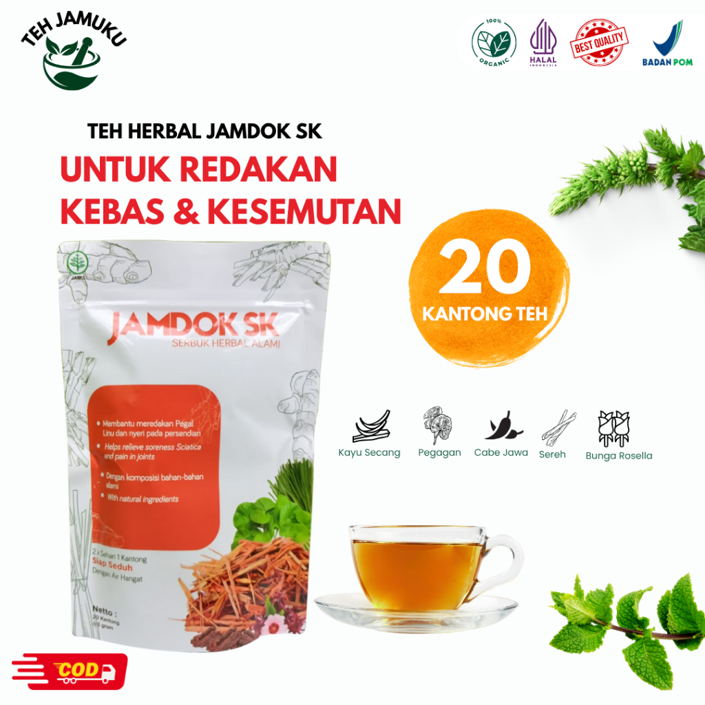 

Teh Herbal Alami Jamdok SK – Redakan Kebas dan Kesemutan – Halal BPOM
